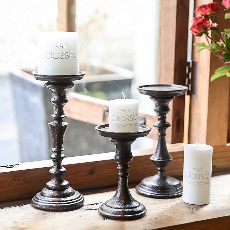 Vintage Rugged Cast Iron Candle Stand Color:Black 1
