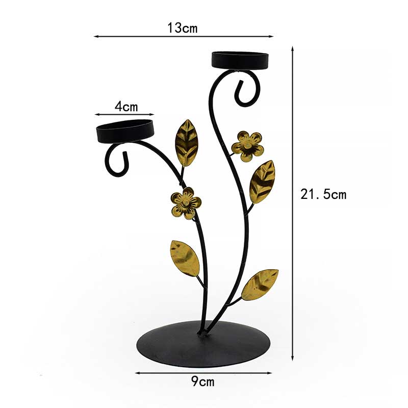 Rustic Butterfly Wrought Iron Floral Candle Holder Black