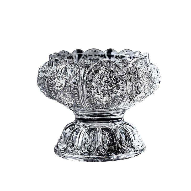 Transparent Crystal Stemmed Glass Lotus Candle Holder