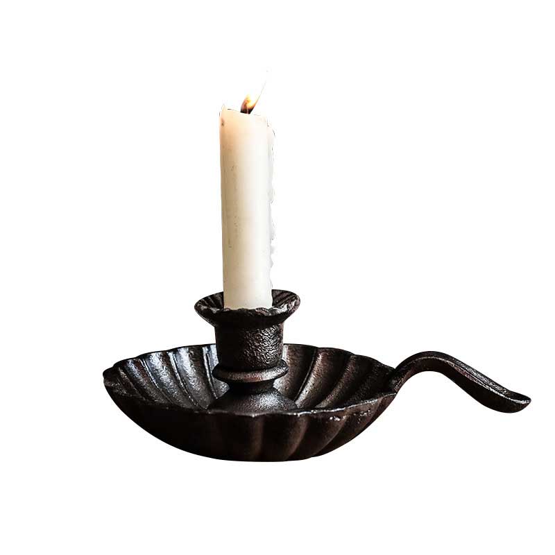 Vintage Distressed Cast Iron Candlestick