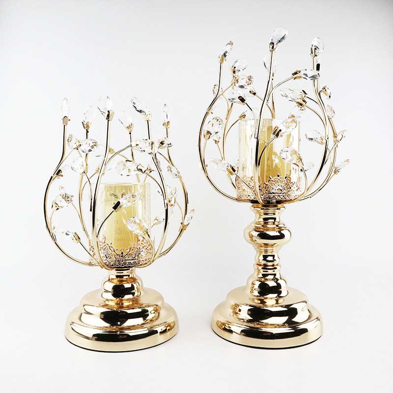 European Luxury Faceted Crystal Pendants Candle Holder Size:47*18.5cm 2