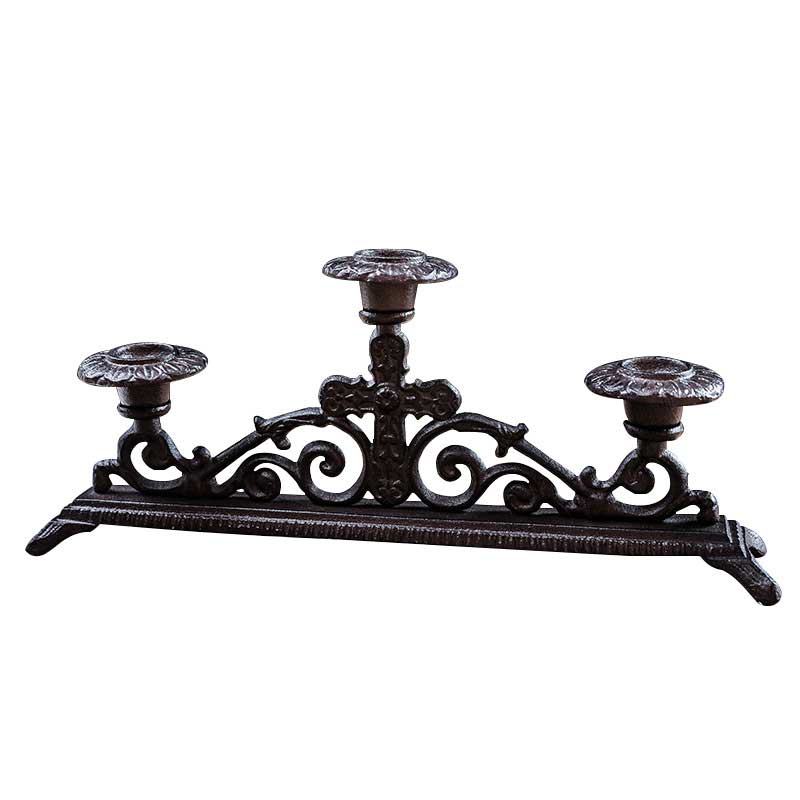 Vintage Cast Iron Three-Arm Candelabra