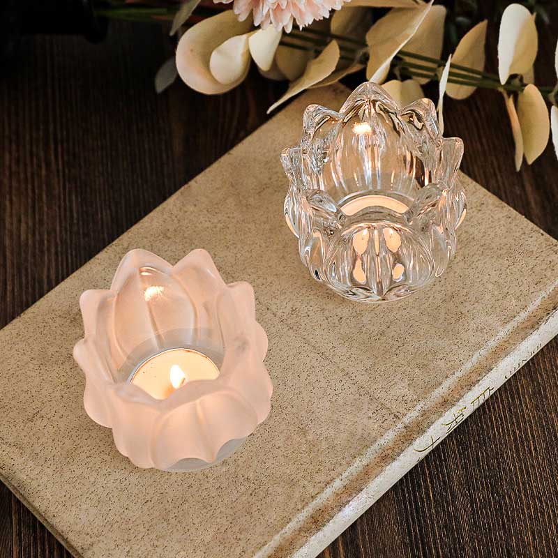 Frosted / Amber Tulip Glass Candle Holder Color:Frosted 1