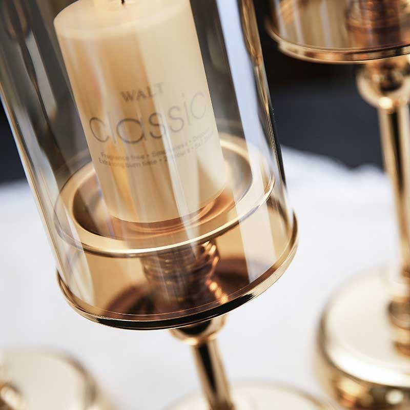 Nordic Amber Glass & Metal Candle Holder Set of 3 Color:Golden 1