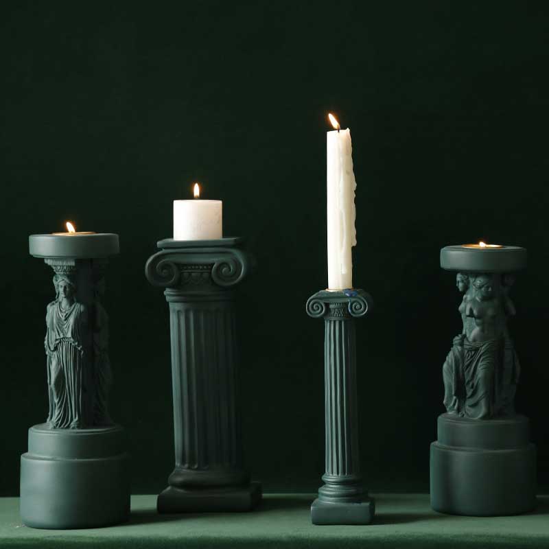 Greek Corinthian Caryatid Column candle holder  Series Color:Black 2
