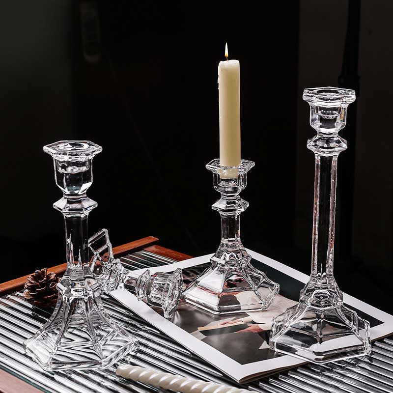 Transparent Hexagonal Glass Candle Holder Color:Hexagonal  2