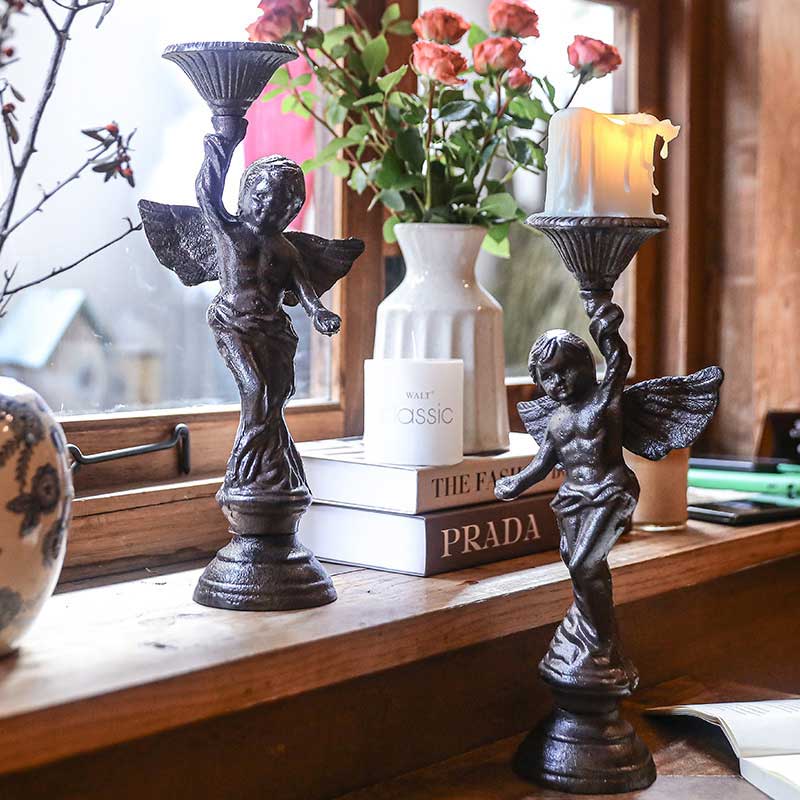 Vintage Cast Iron Cherub Candle Holder Color:Left Hand 1