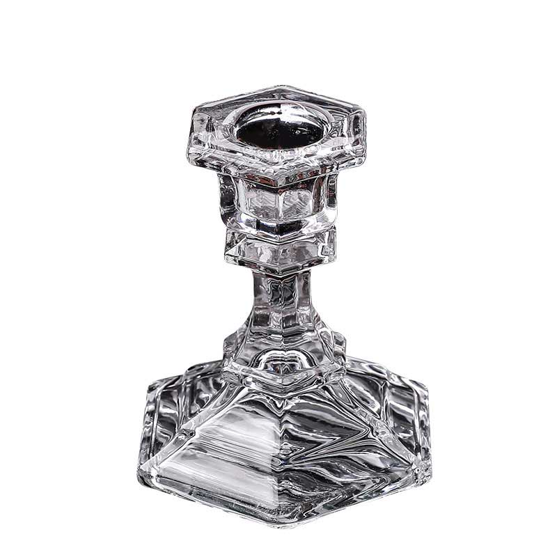Transparent Hexagonal Glass Candle Holder
