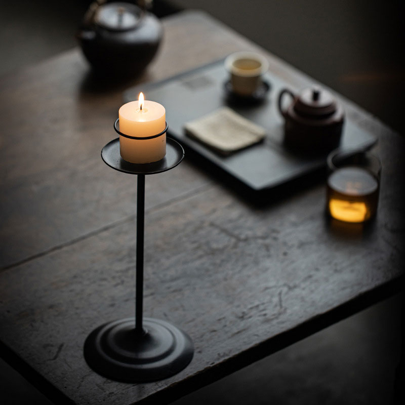 Black Vintage Cast Iron Candlestick Holder Spike Color:Black 3