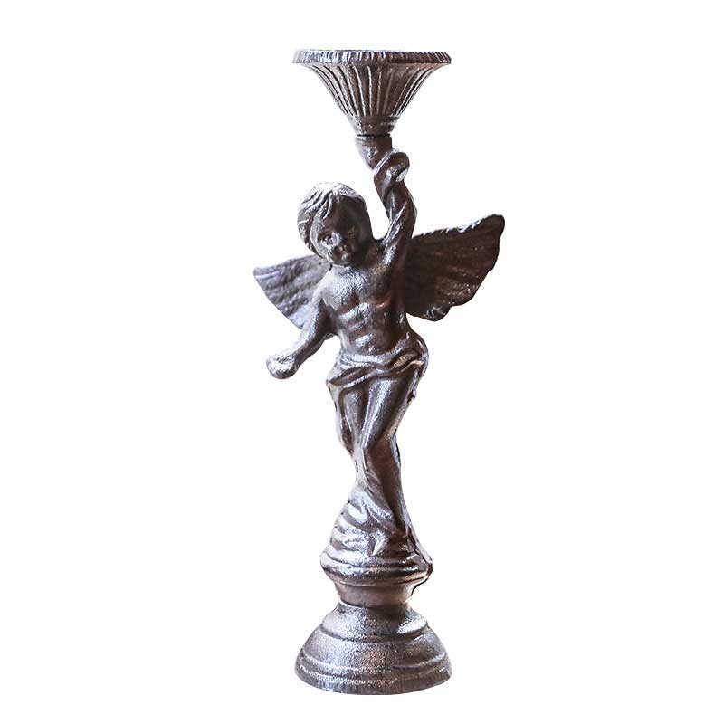 Vintage Cast Iron Cherub Candle Holder