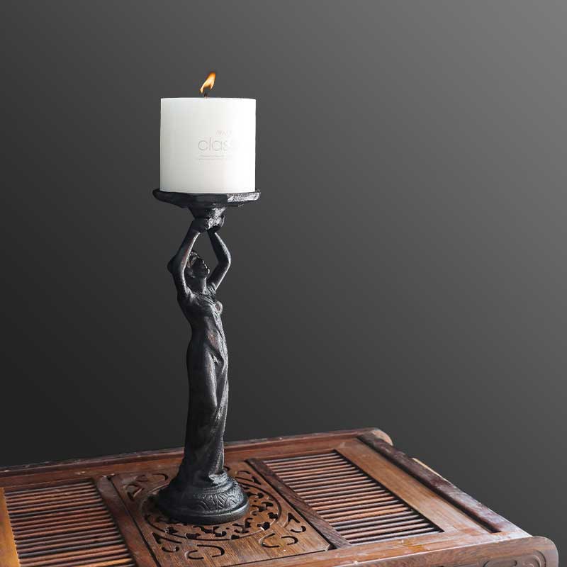 Vintage Cast Iron Angel & Goddess Candlestick Holder Color:Angel  2