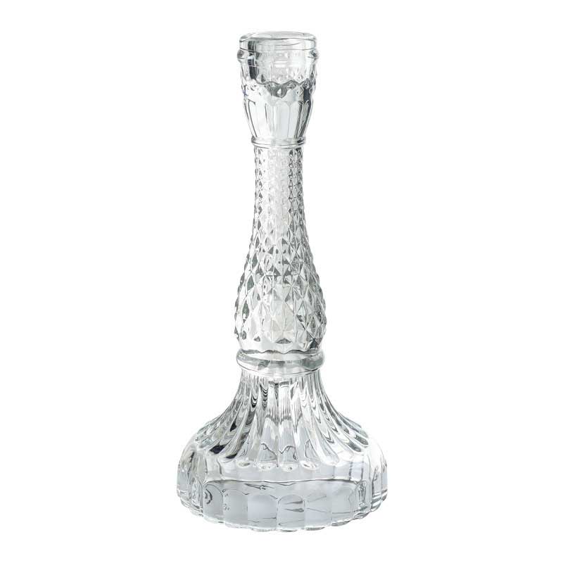 French Extra Large Glass Candle Holder with Wax Base for taper