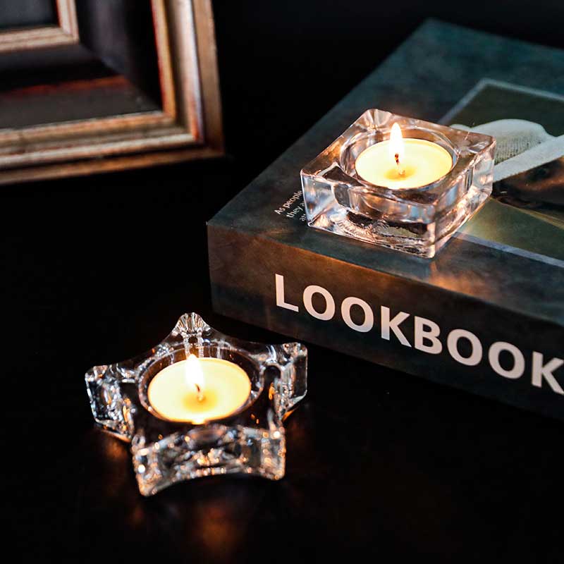 Small Novelty Transparent Glass Tealight Candle Holders Shape:Heart 3