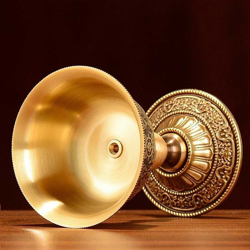 Antique Embossed Chinese-Style Butter Lamp Holder | Pure Brass Auspicious Candle Holder Color:Default 2