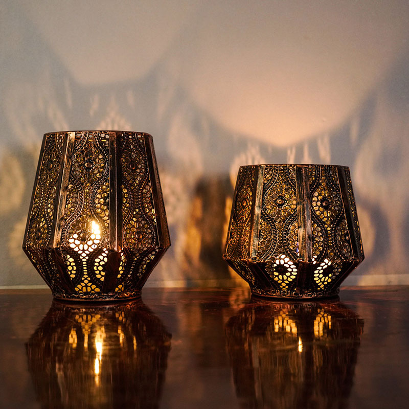 Octahedral Cutout Moroccan Candle Holder Size:14.5*14.2cm 1