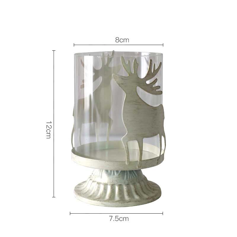 American Rustic Vintage Distressed Moose Heart Iron Glass Candle Holder Style2
