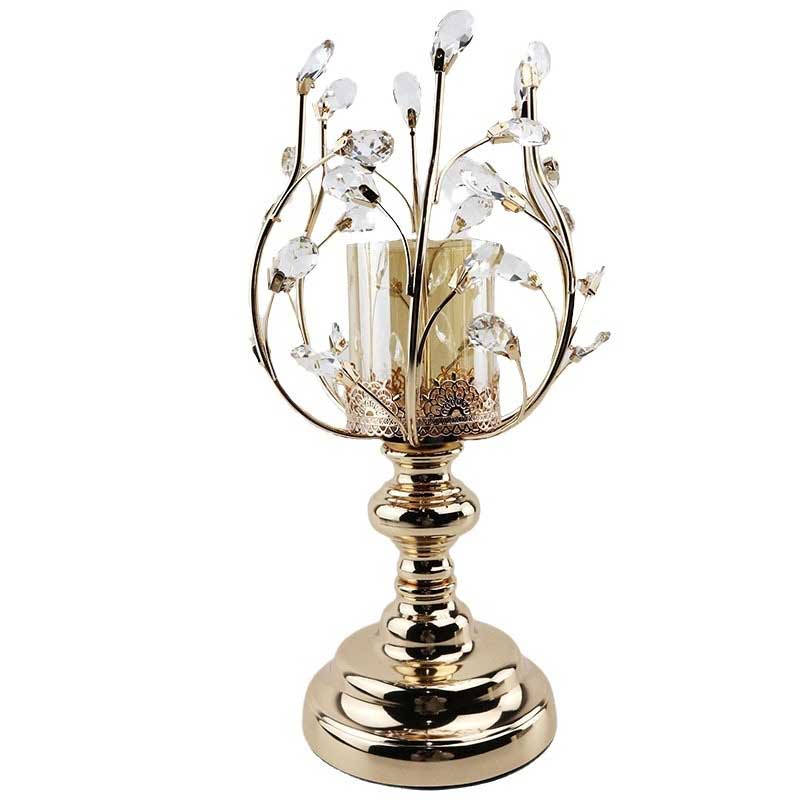 European Luxury Faceted Crystal Pendants Candle Holder