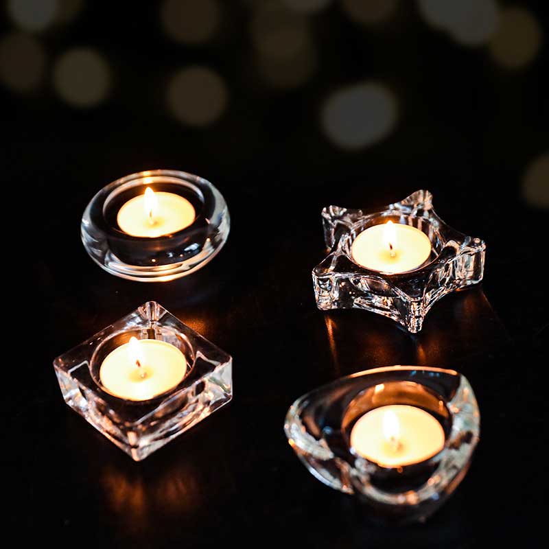 Small Novelty Transparent Glass Tealight Candle Holders Shape:Heart 2