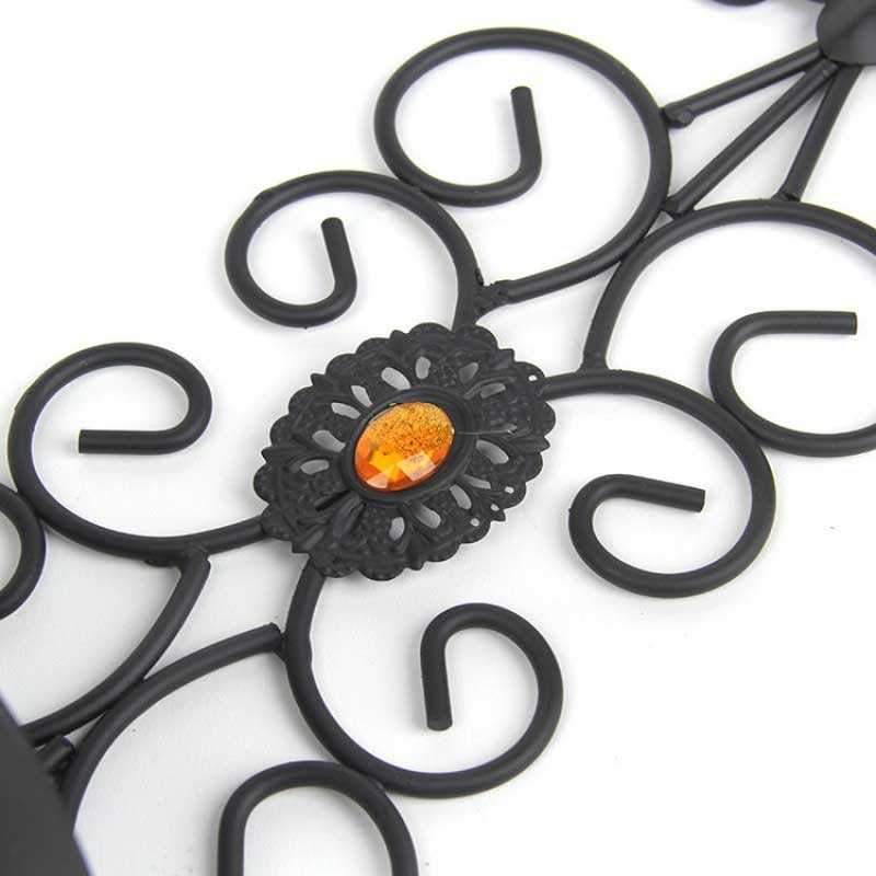 European Vintage Iron Fleur-de-lis Wall Candle Holder Color:Blac 2