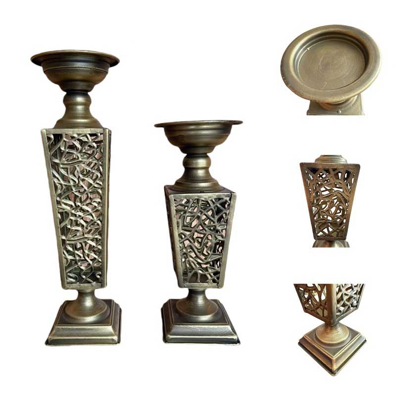 Vintage Hollowed-Out Iron Candlestick Holder