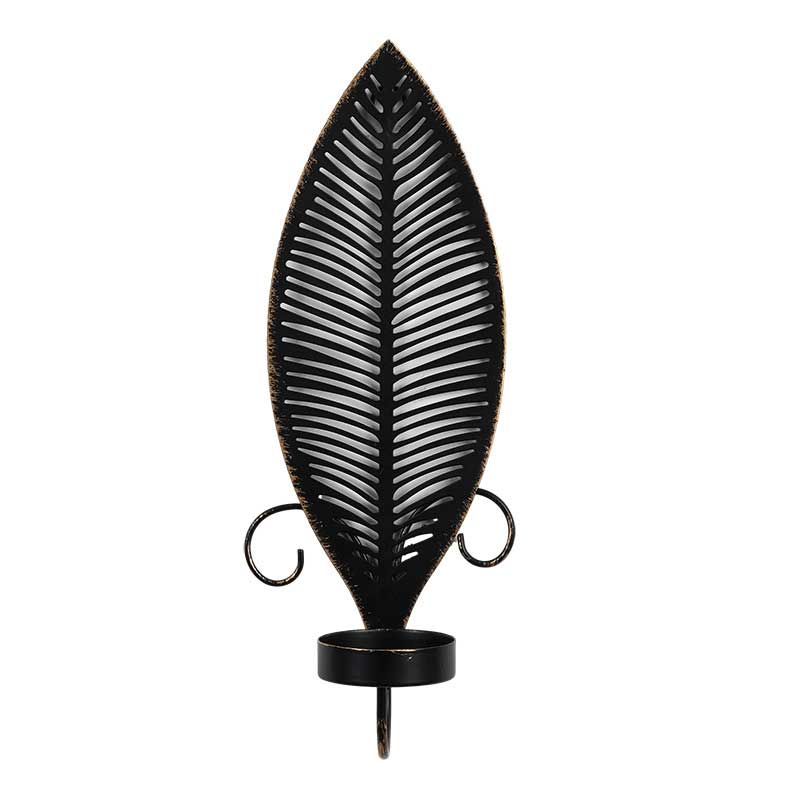 Black Retro Iron Leaf Wall Sconce Candlestick