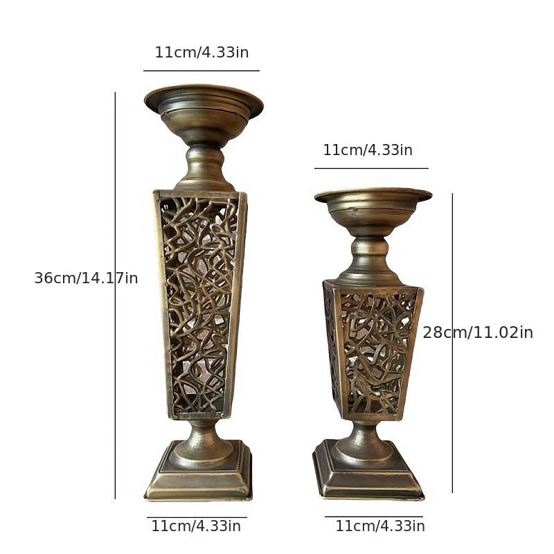 Square Base Moroccan Cut-Out Candle Stand Color:Vintage 2
