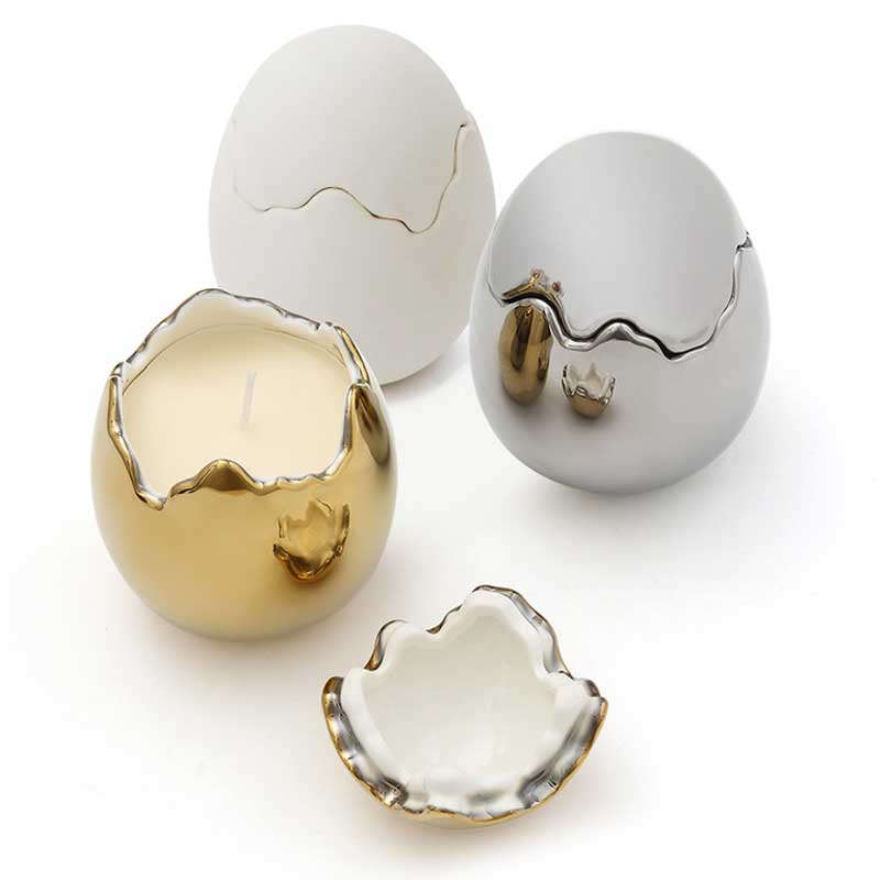 Creative Cracked Egg Shaped Candle Holder | Ceramic Decor Piece