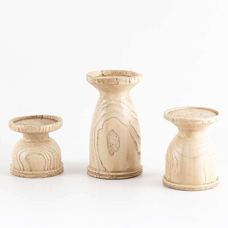 Vintage Wood Grain Resin Candlestick Holder