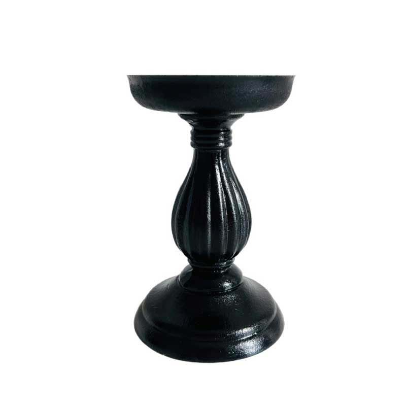 Vintage Roman Column Wooden Candle Holder | Classic Black Taper Candlestick
