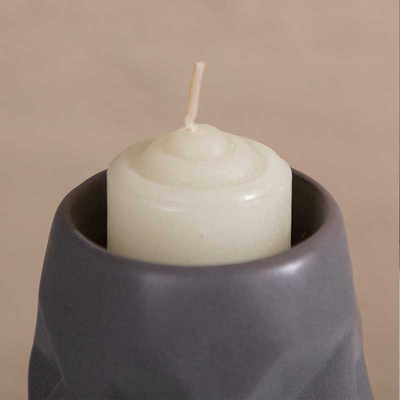 Faceted Ceramic cone candle cup Color:Dark gray;Size:9.5*9.5*20cm 1