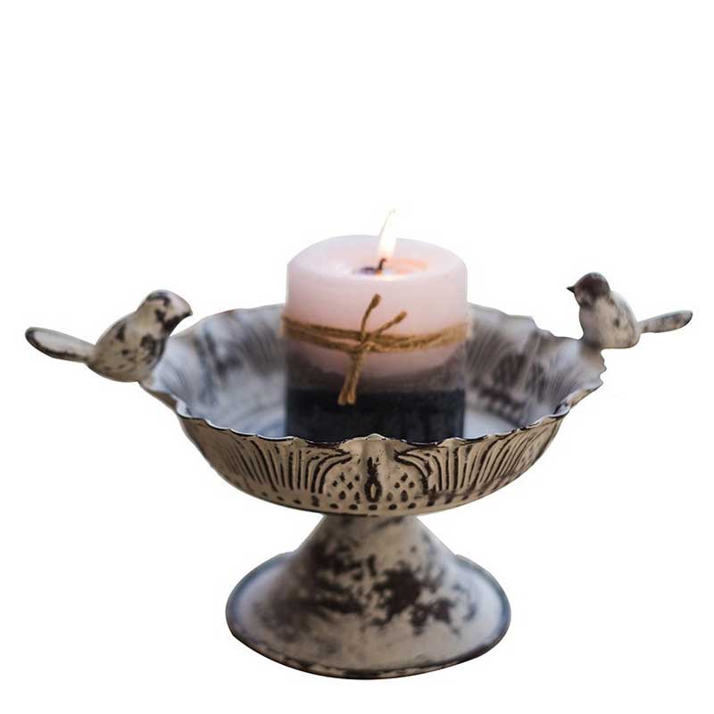 Vintage Distressed bird feeder Iron Candle Holder