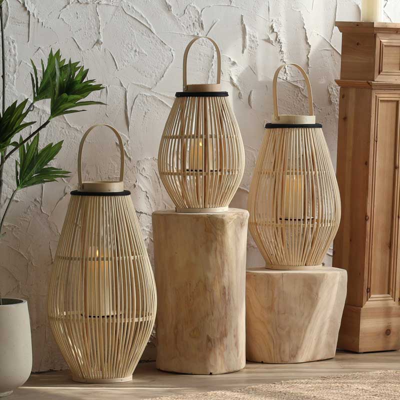 Handmade Woven Bamboo Lantern Candle Holder Size:33*33*59cm 2