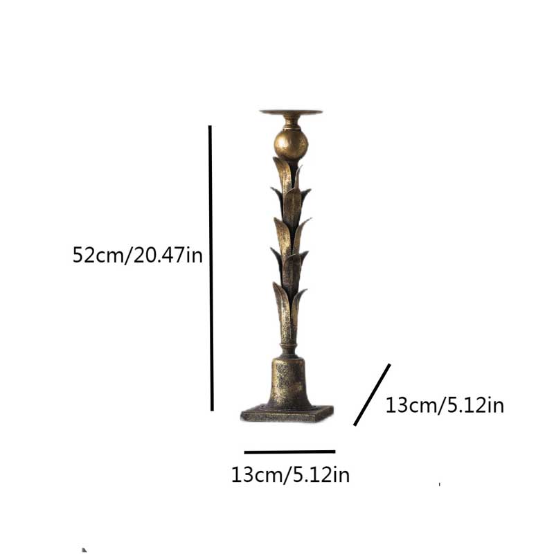 Vintage Gilded Distressed Petal Candle Holder 13*45.5