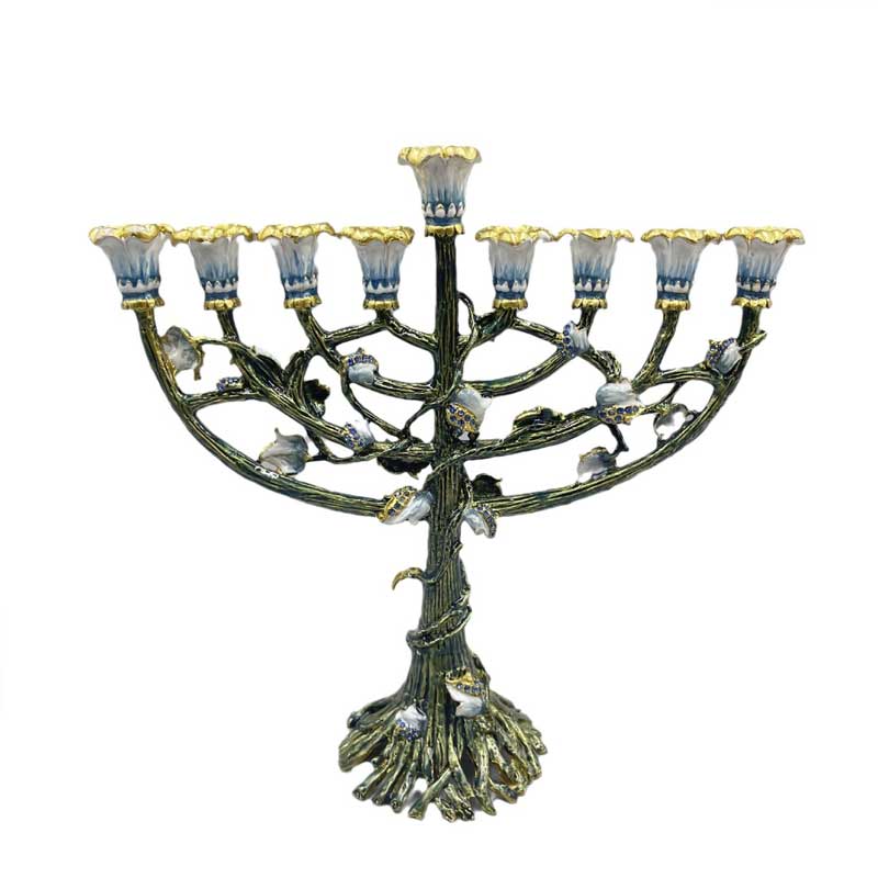 Alloy Enamel Hanukkah Menorah,9-Branch Candlestick
