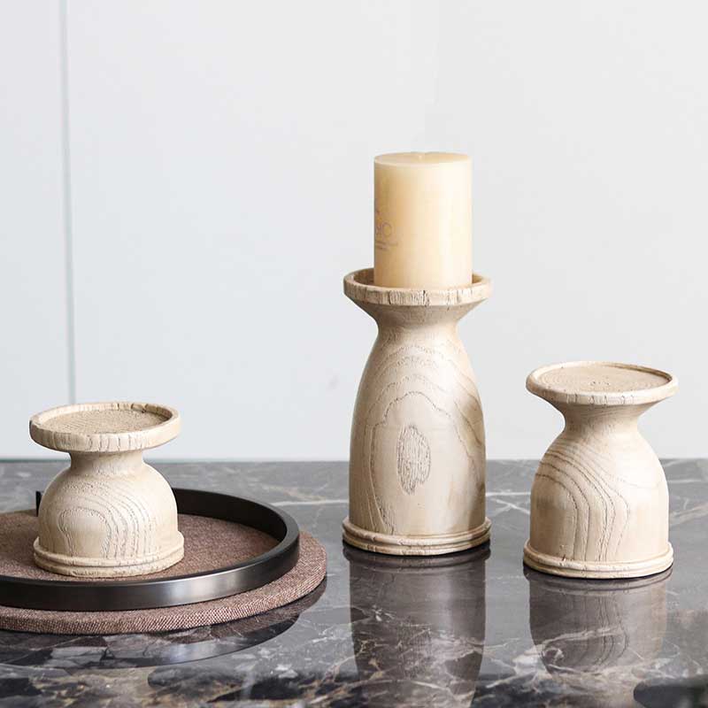Vintage Wood Grain Resin Candlestick Holder Color:Nature 4