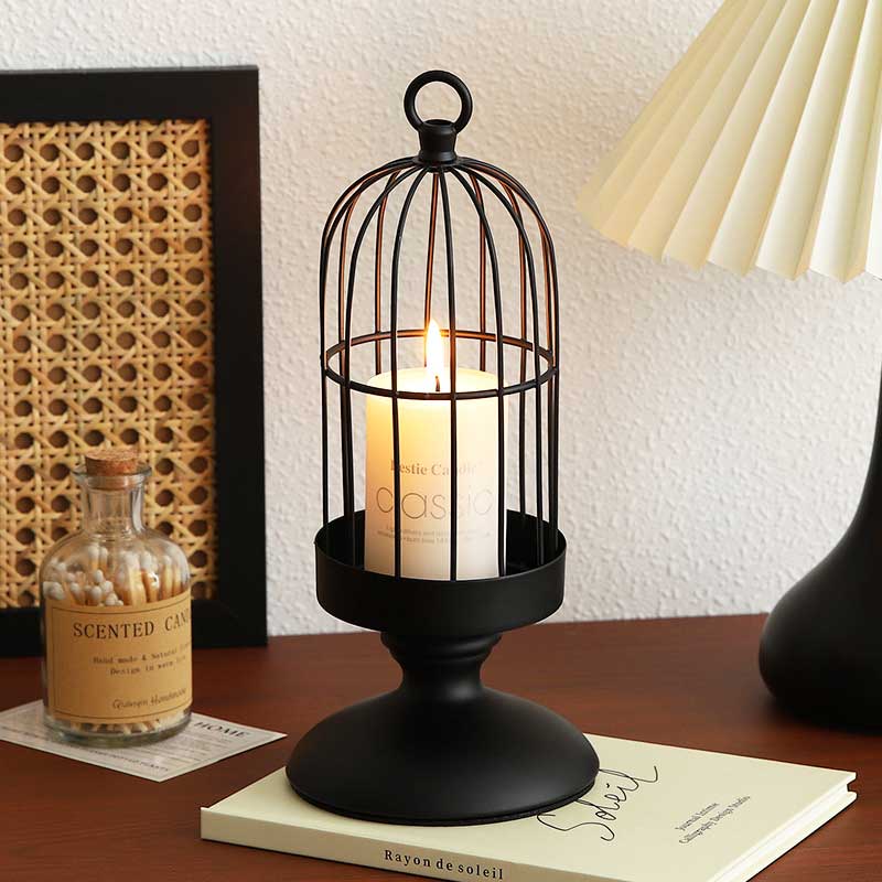 Vintage European Iron Birdcage Candlestick Holder Color:Black 1