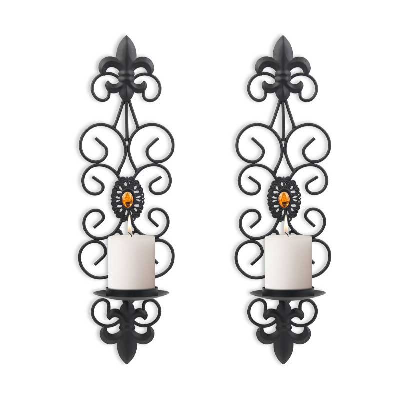 European Vintage Iron Wall Sconce Candle Holder