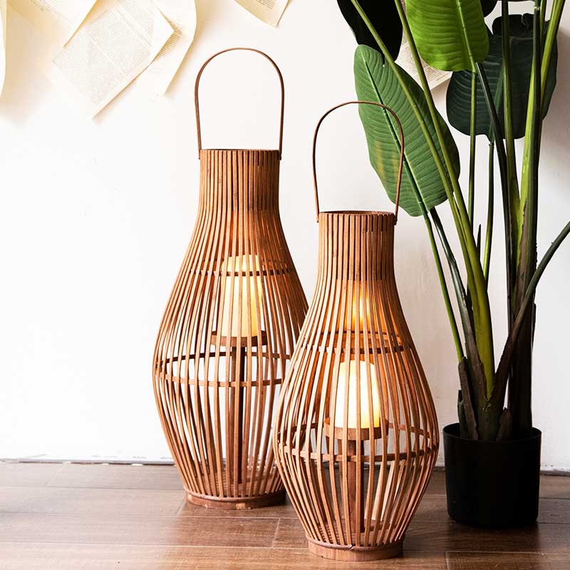 Handmade Woven Bamboo Floor Lantern Candle Holder Size:35**80cm 1