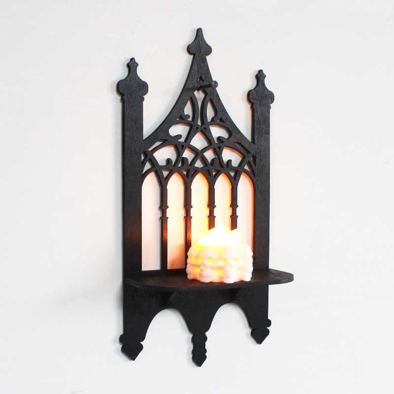 Black Gothic Tracery Sconce Candle Holder Color:Black 1