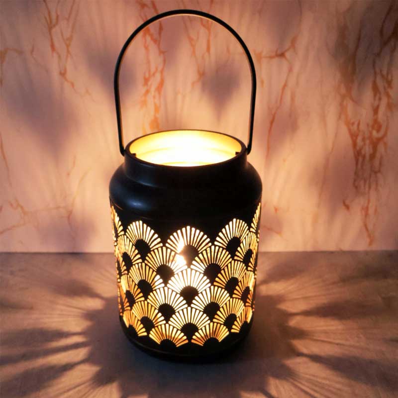 Vintage Black and Gold Hollow Iron Candlestick Lantern Color:Style1 3