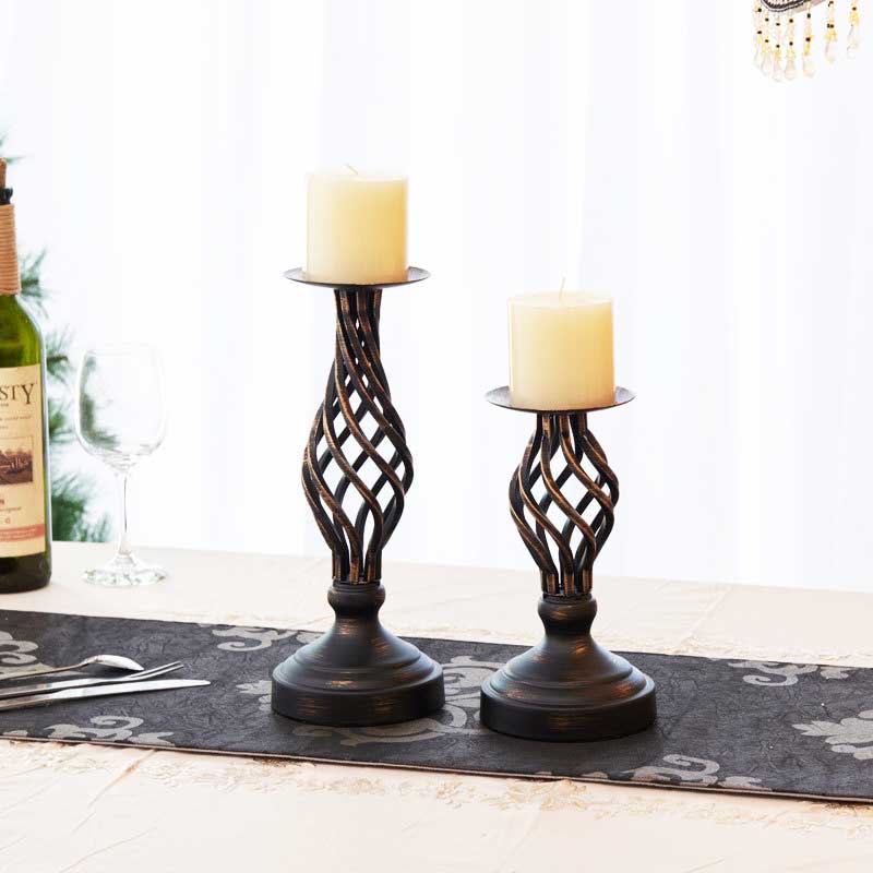 Vintage Iron Spiral Frame Candle Holder Color:Blac 1