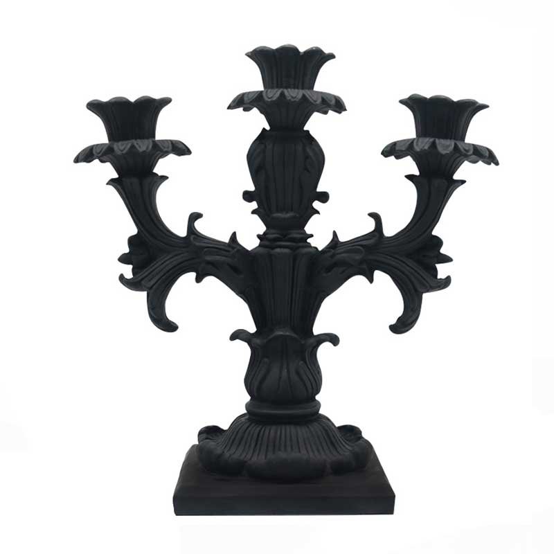 European Retro Black Resin 3-Head Candlestick