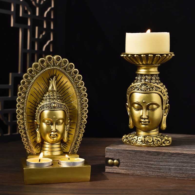 Zen Buddha Candle Holder Statue Color:Golden 2