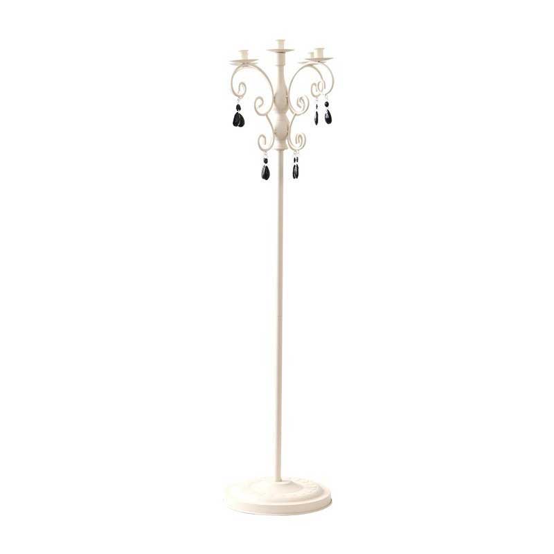 Black/Creamy White Vintage 5-Arm Iron Floor Candelabra & Key Holder
