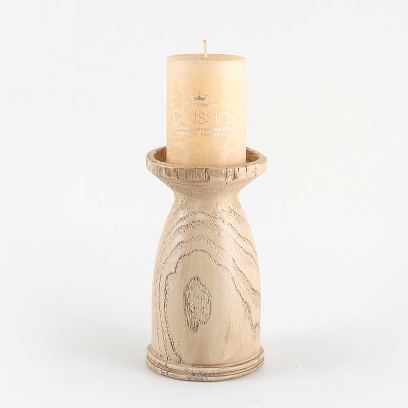 Vintage Wood Grain Resin Candlestick Holder Color:Nature 1