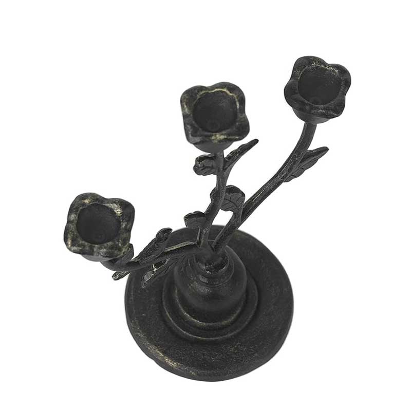 Triple Rose Cast Iron Candle Holder，Vintage Gold Powder Distressed Color:Rose 1