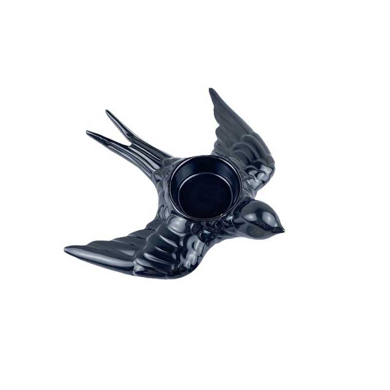 flying swallow ceramic candle holder for tealight ,black or white