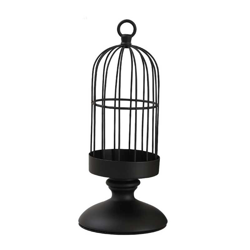 Vintage European Iron Birdcage Candlestick Holder