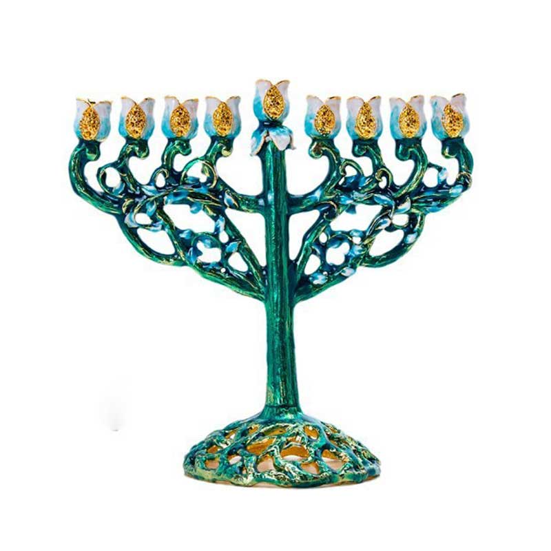 Alloy Enamel Hanukkah Menorah,9-Branch Candlestick Color:Style1 3
