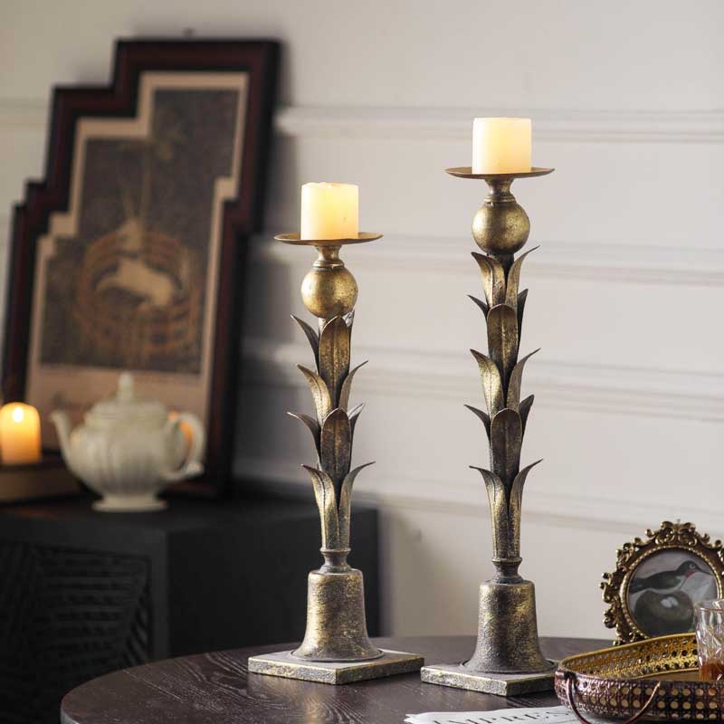 Vintage Gilded Distressed Petal Candle Holder Size:13*52 2